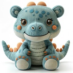 Wall Mural - a blue stuffed animal sitting on top of a white surface