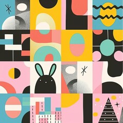 Wall Mural - a poster with a rabbit on it's face