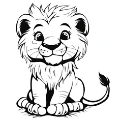 Poster - a black and white drawing of a lion