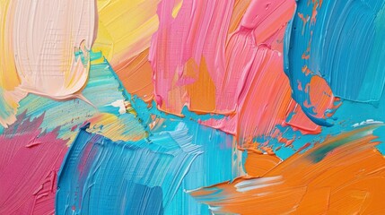Wall Mural - Abstract rough colorful multicolored art painting texture closeup, with oil brushstroke, pallet knife paint on canvas. Artistic creative background for modern design, wallpaper, poster, banner, cover