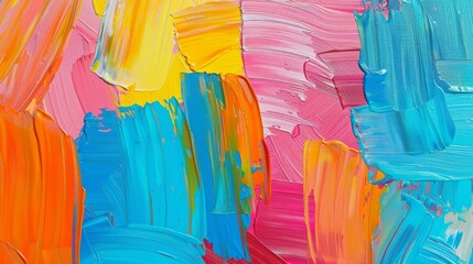 Wall Mural - Closeup of abstract rough colorful multicolored art painting texture, with oil brushstroke, pallet knife paint on canvas. Modern artistic creative backdrop for web design, header, social media