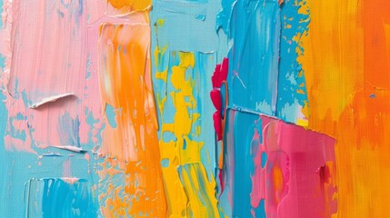 Wall Mural - Closeup of abstract rough colorful multicolored art painting texture, with oil brushstroke, pallet knife paint on canvas. Modern artistic creative backdrop for web design, header, social media