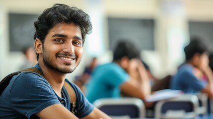 Portrait of a student in a classroom