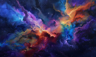 Wall Mural - dazzling night sky blends with a nebula's colors, creating a dreamscape that spans the spectrum of i
