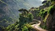 A beautiful sight of the hilly and curvy roads of Amalfi in Italy.