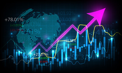 Wall Mural - Background of technology concepts graphs business finance analysis global marketing and economic profits