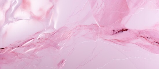 Poster - A macro photograph showcasing a vibrant pink feather against a white background. The feathers color appears as a mix of magenta and peach hues, resembling a liquid in freezing motion