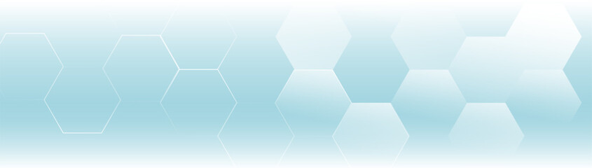 Aufkleber - Abstract background with white and blue hexagon pattern. Modern minimal trendy horizontal. Healthcare and technology background. Vector illustration