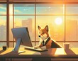 オフィスで仕事をする犬 生成AI・Generative AI
