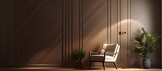 Wall Mural - The room is decorated with a chair and a houseplant in a flowerpot. The wooden chair stands by the window, adding warmth to the flooring