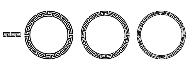 Wall Mural - greek circle frame, decorative chinese border, vintage ornaments with seamless pattern vector illust