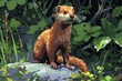 Weasel pixel art darting around animation underbrush hiding spots quick and lively