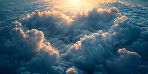 Poster - View of heart-shaped clouds from an airplane window