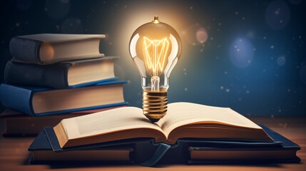 Sticker - A virtual classroom scene with a lightbulb over a book and graduation hat, representing online learning achievements