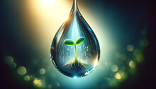 Drop Of Water On Green Background