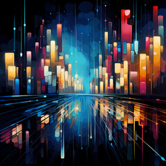 Canvas Print - Abstract composition of city lights at night.