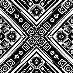 Wall Mural - A black and white patterned design with a cross shape in the middle