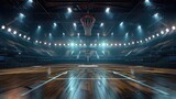 Fototapeta Sport - basketball arena, stadium, sports ground with flashlights