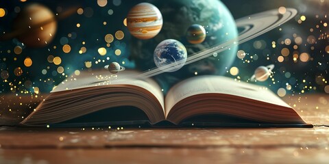 Wall Mural - a book of celestial wonders:exploring the cosmos through the pages of an enchanting literary odyssey