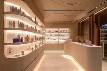 Modern skincare store interior