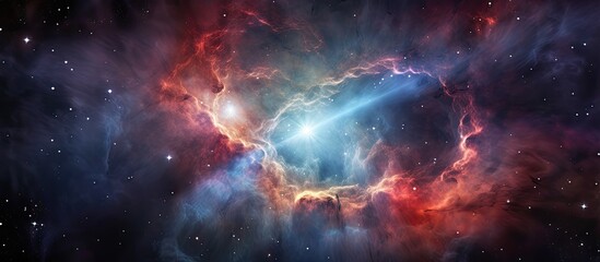 Wall Mural - an astronomical object resembling a red and blue nebula floats in the vast expanse of space, creatin