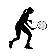 Female tennis player vector silhouette