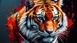 a tiger red theme oil pallet knife paint painting on canvas with large brush strokes modern art illustration abstract from Generative AI