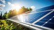 Alternative electricity source. Renewable energy. Solar panels reflect sparkling light from the sun. Generative AI
