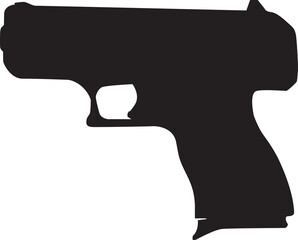 A 9mm pistol in silhouette