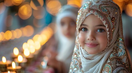 Muslim family at the festive table