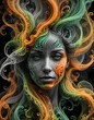 portrait of a woman made of smoke