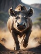 Vertical portrait of a fierce warthog looking at camera from Generative AI