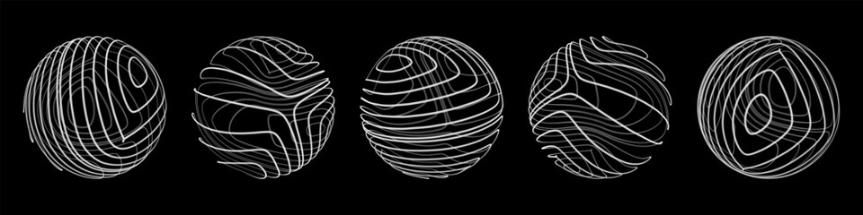 Leinwandbilder - Abstract 3D Spheres of Neon Dots Particles. Global Network Connection. Abstract Globe Grid. Worldwide Communication Concept. Science and Technology Abstract Vector Illustration.
