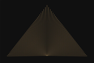 Leinwandbilder - Divine Magic Golden Triangle Logo from Lines. Art Deco Pyramid Sign. Vector Illustration.