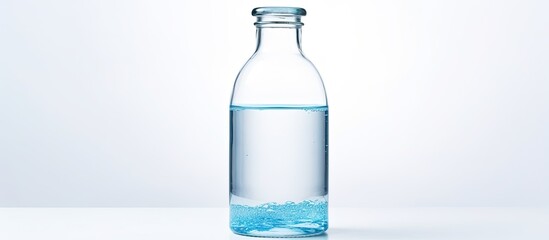 A transparent bottle with a refreshing blue liquid content inside