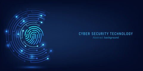 Fototapete - Fingerprint scanning on circuit board. secure system concept with a fingerprint. Cyber security technology concept abstract background futuristic Hi-tech style. Vector and Illustration.