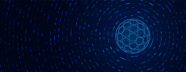 Aufkleber - Circle Lines on 3D Spheres. Global Digital Connections. 3D Wireframe Sphere Symbols Illustration. Abstract 3D Design. Technology Science Style Vector Background.