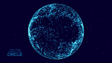 Aufkleber - 3D Particles Sphere Technology Background. Blurry Dots Micro World Abstract Technology Science Sphere. Tech Orb Vector Illustration.