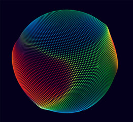 Aufkleber - Sphere of Dots Blur Depth of Field Effect DOF. Global Digital Connections. Abstract Particles 3d Grid Design. Vector Future High Technology HUD Illustration. Big Data Array of Dots.