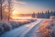 Winter Landscape with Sunrise: A Beautiful Illustration
