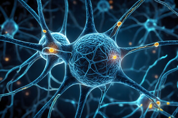 Aufkleber - Background from nerve cells or neural networks with cell activity between each other. Neurology and the nervous system concept and showcase