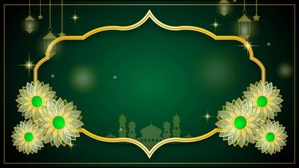 Wall Mural - islamic background with gold and green flower ornament