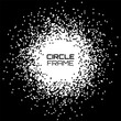 Pixel Circle Gradient Banner. Black and White Abstract Pixel Art Vector. Disintegration Effect.