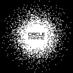 Fototapete - Pixel Circle Gradient Banner. Black and White Abstract Pixel Art Vector. Disintegration Effect.