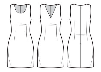 Wall Mural - Women's v-neck and round neck dress sketch