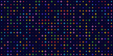 Aufkleber - Colorful Mathematical Plus Symbols Pattern. Math Design Elements Background. Medical Tech Background. Vector Illustration.