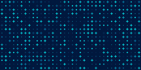 Aufkleber - Blue Mathematical Plus Symbols Pattern. Math Design Elements Background. Medical Tech Background. Vector Illustration.