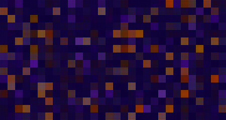 Fototapete - Modern Stylish Halftone Technology Seamless Texture. Tech Abstract Background with Random Size Pixels. Vector Chaotic Squares Mosaic Pattern. Vector Tiles.