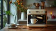 professional coffee brewing machine, Coffee machine pouring coffee, very sophisticated for use at home