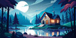 Midnight Mysteries: Enchanting Cottage by the Moonlit Lake